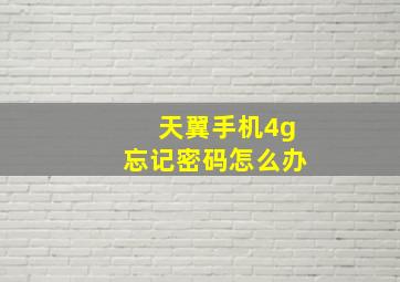 天翼手机4g忘记密码怎么办