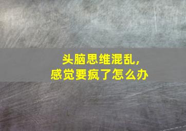 头脑思维混乱,感觉要疯了怎么办