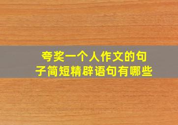 夸奖一个人作文的句子简短精辟语句有哪些