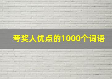 夸奖人优点的1000个词语