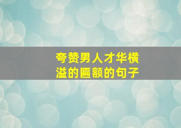 夸赞男人才华横溢的匾额的句子