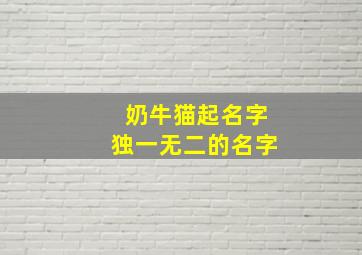 奶牛猫起名字独一无二的名字