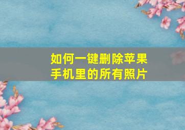 如何一键删除苹果手机里的所有照片