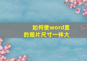 如何使word里的图片尺寸一样大