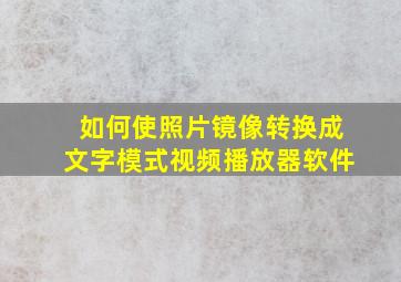 如何使照片镜像转换成文字模式视频播放器软件