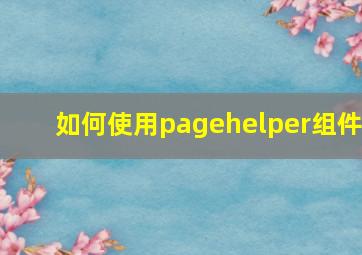 如何使用pagehelper组件