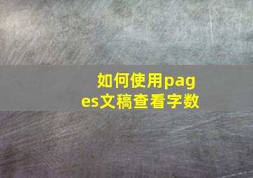 如何使用pages文稿查看字数