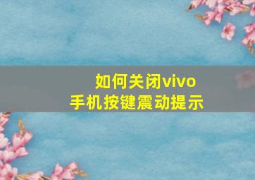 如何关闭vivo手机按键震动提示