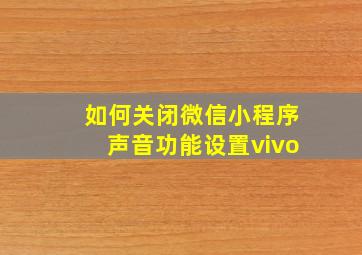 如何关闭微信小程序声音功能设置vivo