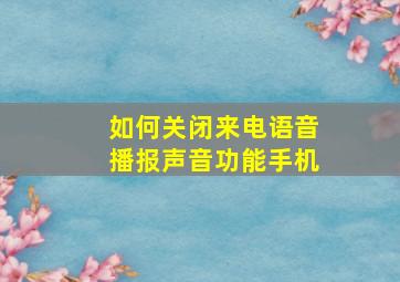 如何关闭来电语音播报声音功能手机