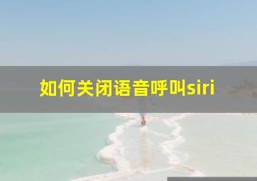 如何关闭语音呼叫siri