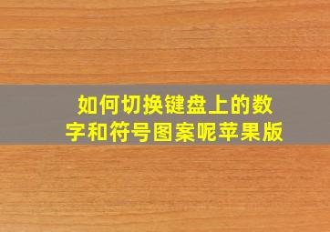 如何切换键盘上的数字和符号图案呢苹果版