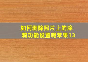 如何删除照片上的涂鸦功能设置呢苹果13