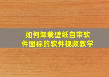 如何卸载壁纸自带软件图标的软件视频教学