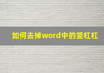 如何去掉word中的竖杠杠