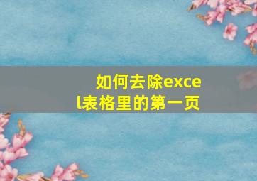 如何去除excel表格里的第一页