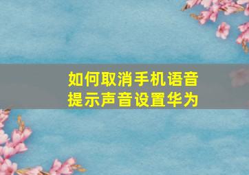 如何取消手机语音提示声音设置华为