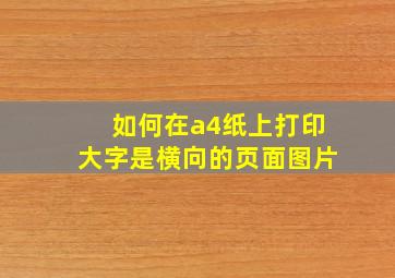 如何在a4纸上打印大字是横向的页面图片