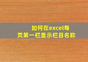 如何在excel每页第一栏显示栏目名称