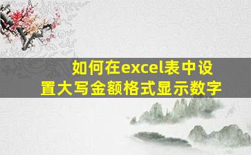 如何在excel表中设置大写金额格式显示数字