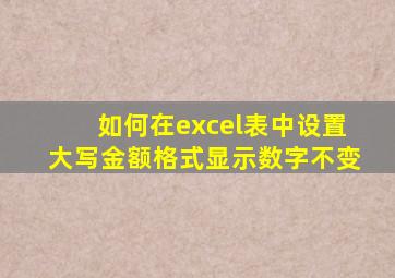 如何在excel表中设置大写金额格式显示数字不变