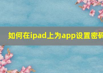 如何在ipad上为app设置密码