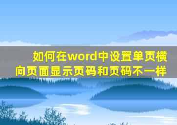 如何在word中设置单页横向页面显示页码和页码不一样