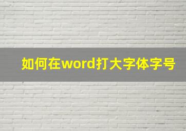 如何在word打大字体字号