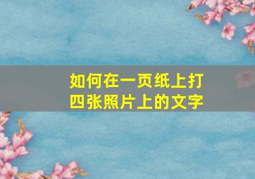 如何在一页纸上打四张照片上的文字