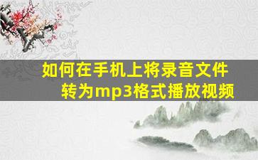 如何在手机上将录音文件转为mp3格式播放视频