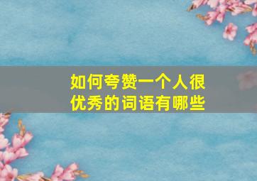 如何夸赞一个人很优秀的词语有哪些