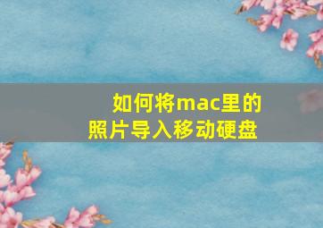 如何将mac里的照片导入移动硬盘