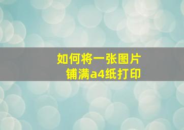 如何将一张图片铺满a4纸打印