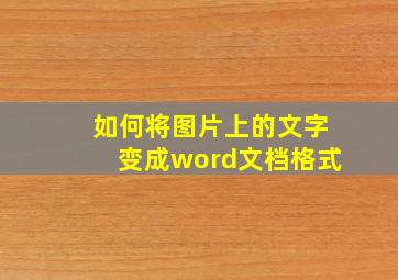 如何将图片上的文字变成word文档格式