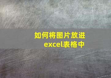 如何将图片放进excel表格中