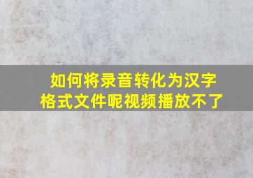 如何将录音转化为汉字格式文件呢视频播放不了