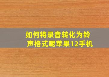 如何将录音转化为铃声格式呢苹果12手机