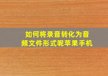 如何将录音转化为音频文件形式呢苹果手机