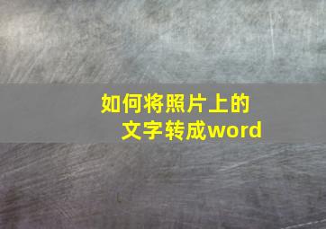 如何将照片上的文字转成word