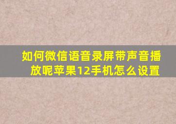 如何微信语音录屏带声音播放呢苹果12手机怎么设置