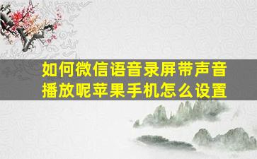 如何微信语音录屏带声音播放呢苹果手机怎么设置