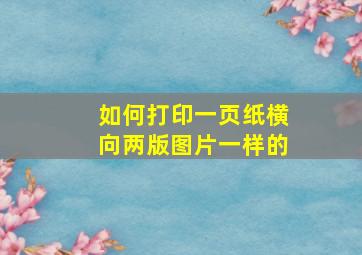 如何打印一页纸横向两版图片一样的