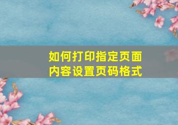 如何打印指定页面内容设置页码格式