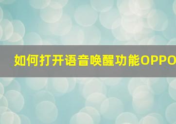 如何打开语音唤醒功能OPPO