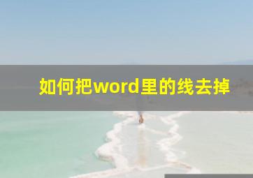 如何把word里的线去掉