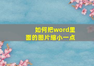 如何把word里面的图片缩小一点