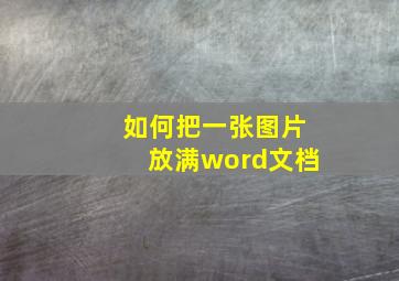 如何把一张图片放满word文档