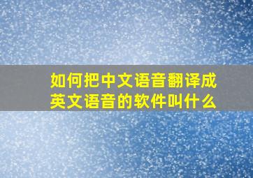 如何把中文语音翻译成英文语音的软件叫什么