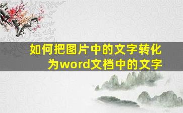 如何把图片中的文字转化为word文档中的文字