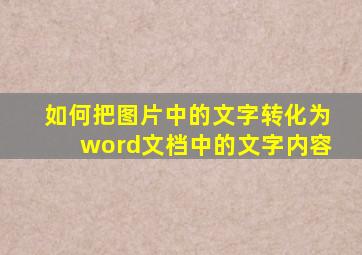 如何把图片中的文字转化为word文档中的文字内容